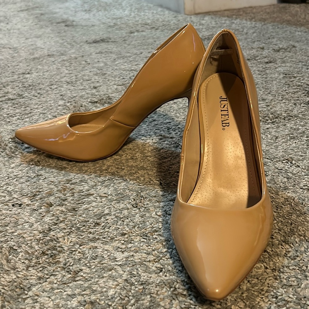 JustFab Nude color pointy high heel